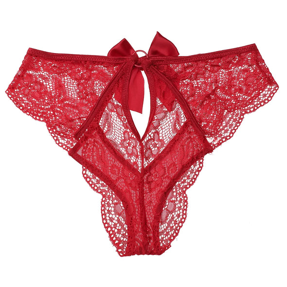 Lace Hollow Out Underwear with Bow