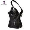 Plus Size Zip Up Steampunk Halter Leather Corset