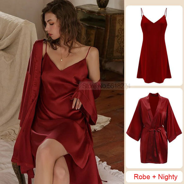 Casual Intimate Satin Robe Set